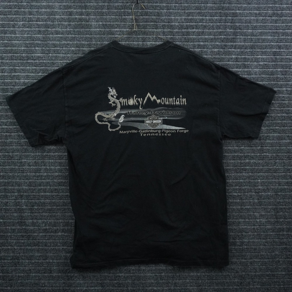 Harley-Davidson Graphic T-Shirt Mens XL Black Smoky Mountain Tennessee Dragon - Picture 3 of 10